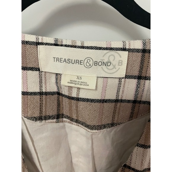 Treasure & Bond XS Plaid Vest Tan Chantepele Button Front Sleeveless Top‎ - Picture 2 of 5